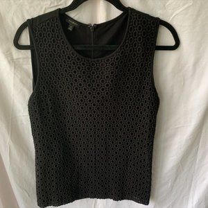 Talbots Black Sleeveless Top with Eyelet Lace